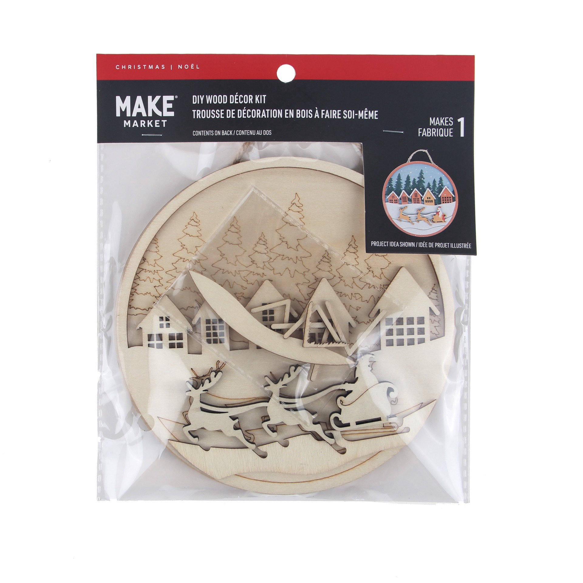 slide 2 of 4, 6" Santa Sled Plaque Diy Wood Decor Kit By Make Market, 6 in x 6 in