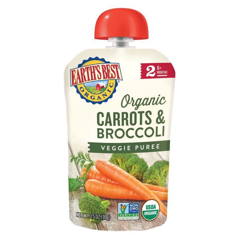 slide 1 of 4, Earth's Best Organic Carrots & Broccoli Baby Food Pouch - 3.5oz, 3.5 oz