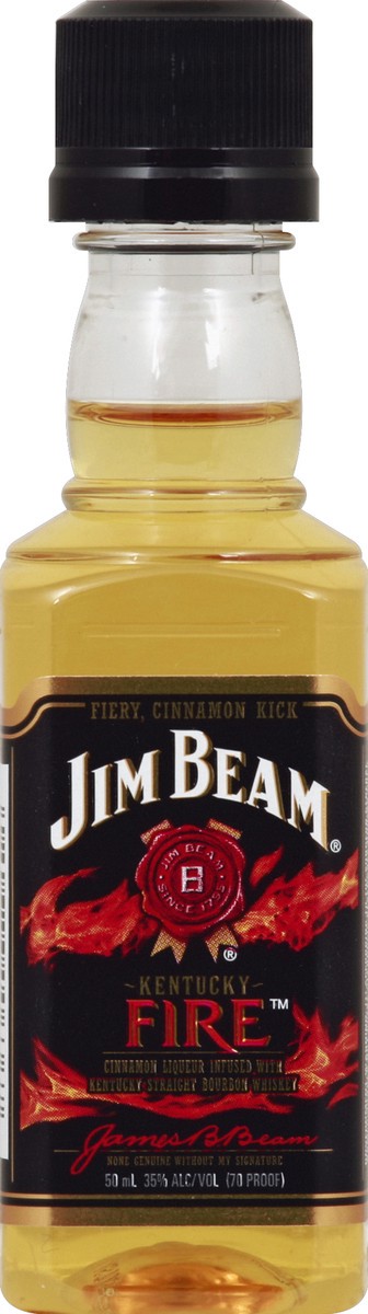 slide 3 of 6, Jim Beam Kentucky Fire Cinnamon Liqueur with Kentucky Straight Bourbon Whiskey 50 ml, 50 ml