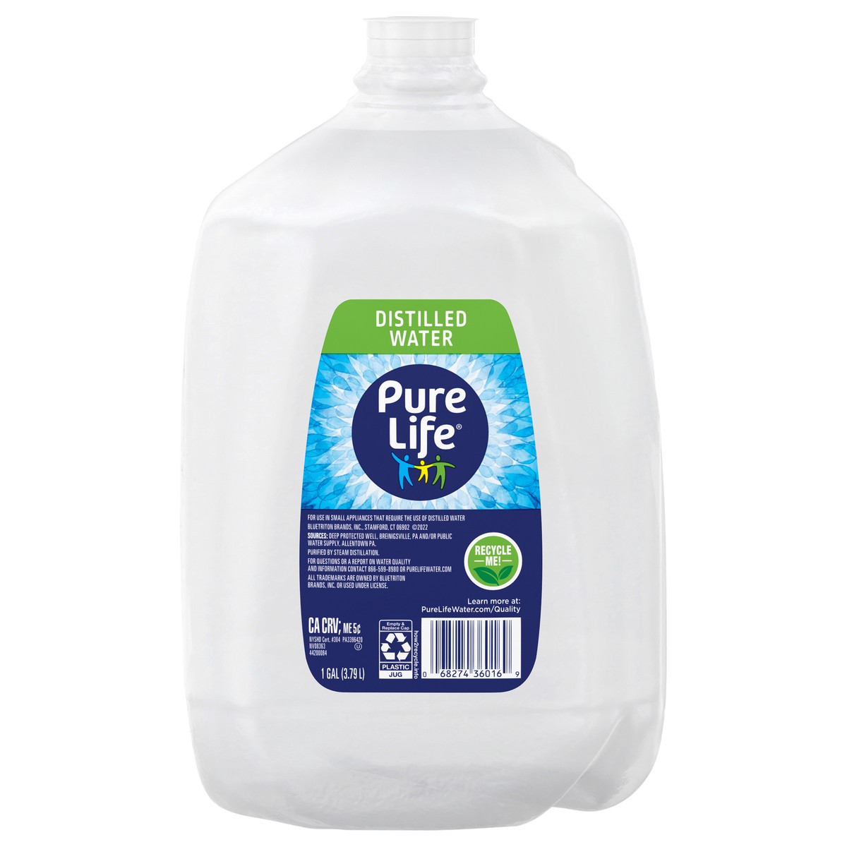 slide 1 of 1, Pure Life Distilled Side Handle 1 Gallon - 1 gal, 1 gal