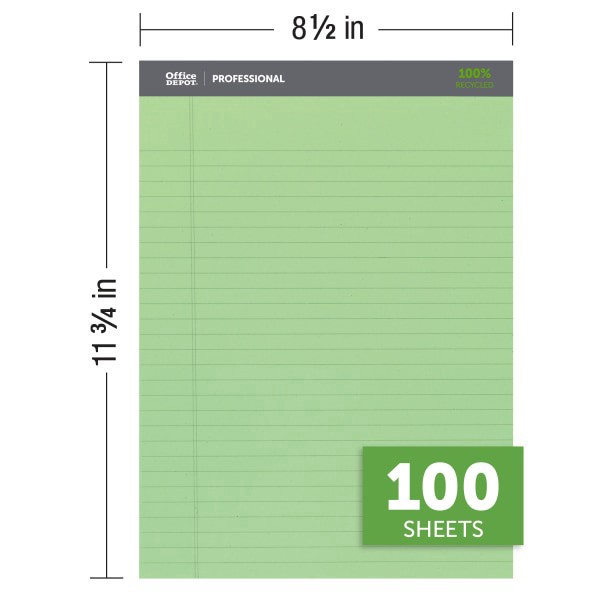 slide 2 of 6, Office Depot Brand Professional Writing Pads, 8 1/2"" X 11 3/4"", Legal/Wide Ruled, 50 Sheets, Assorted Colors, Pack Of 3, 3 ct