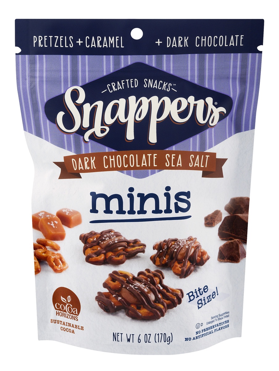 slide 1 of 1, Snappers Minis Dark Chocolate Sea Salt, 6 oz