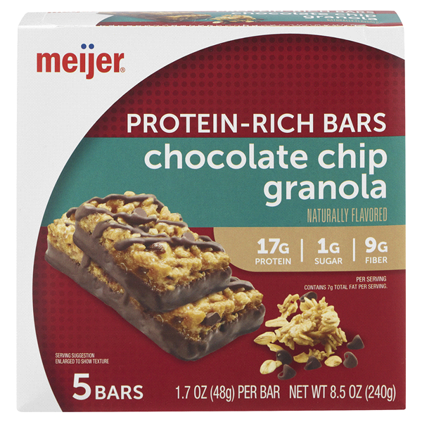 slide 1 of 1, Meijer Chocolate Chip Granola Meal Bars, 5 ct