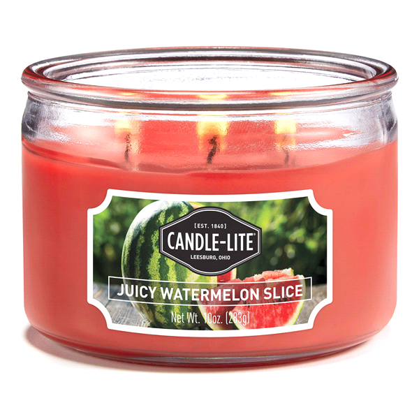 slide 1 of 1, Candle-Lite Candle-lite Scented 3-Wick Candle, Juicy Watermelon Slice, 1 ct