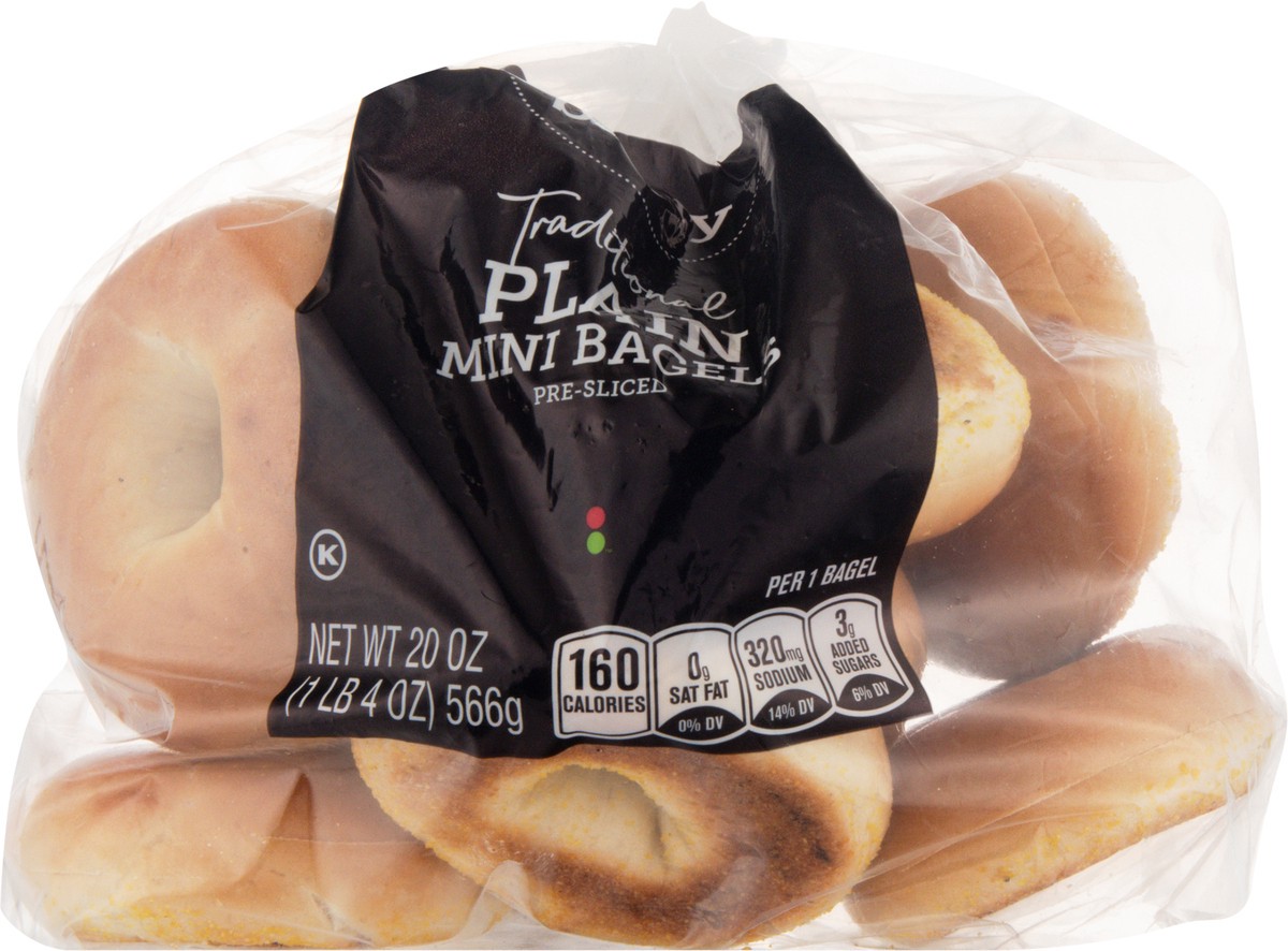 slide 8 of 13, The Bakery Traditional Pre-Sliced Plain Mini Bagels 20 oz, 20 oz