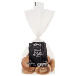 The Bakery Traditional Pre-Sliced Plain Mini Bagels 20 oz