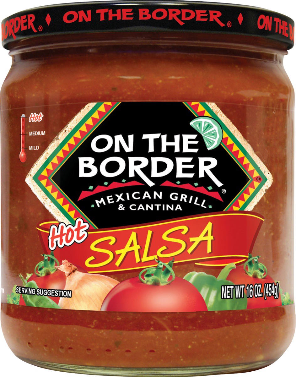 slide 2 of 7, On The Border Hot Salsa, 12 oz