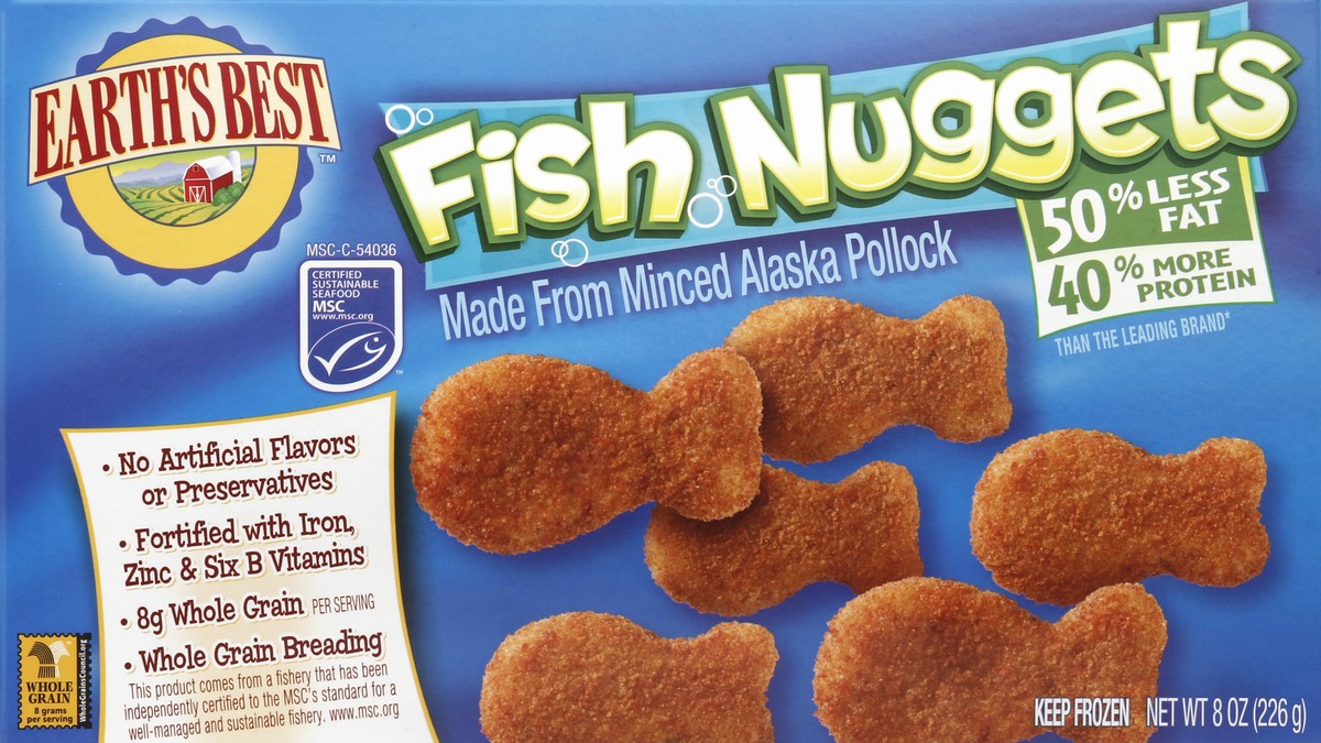 slide 1 of 8, Earth's Best Fish Nuggets 8 oz, 8 oz