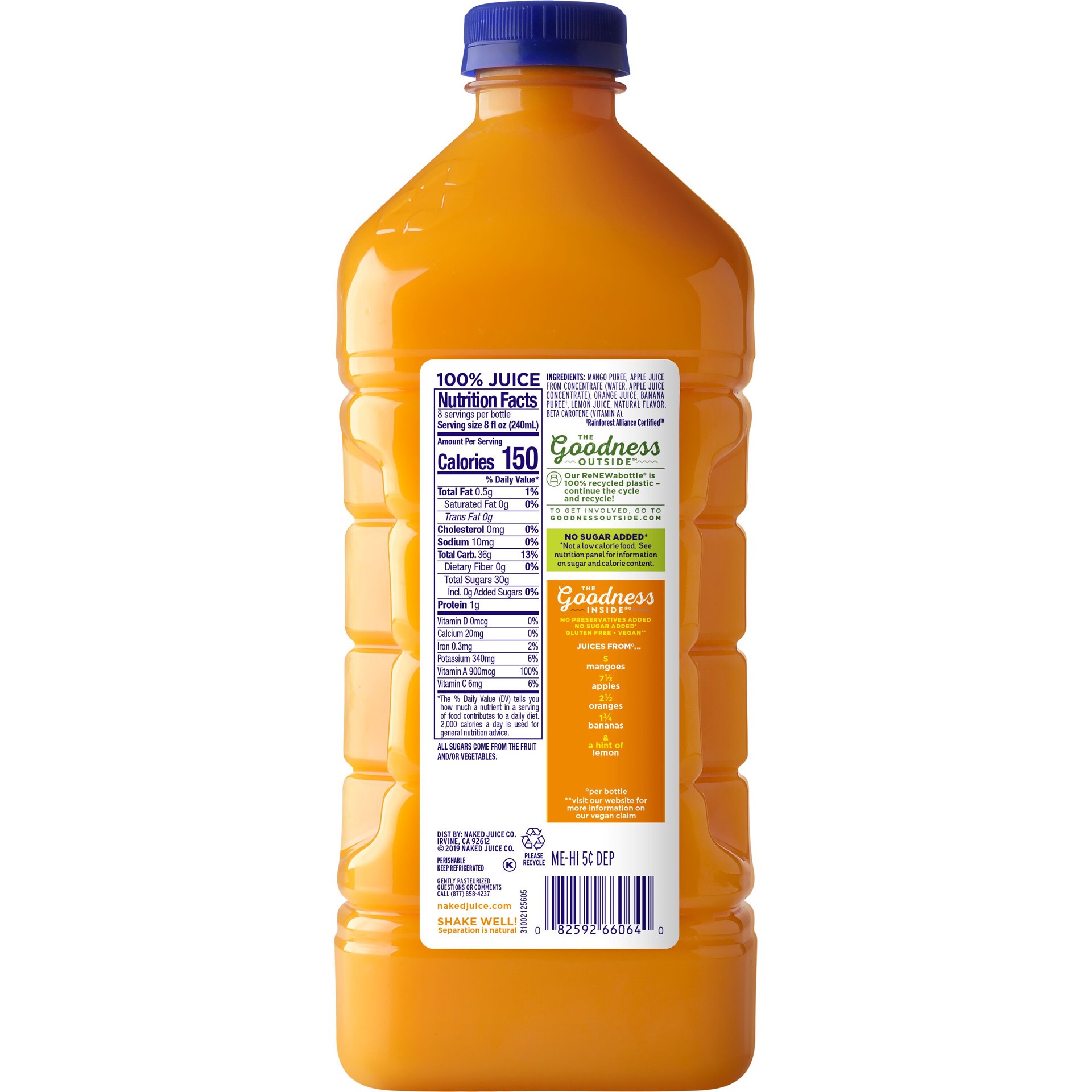 slide 2 of 2, Naked Mighty Mango Juice Smoothie, 64 fl oz