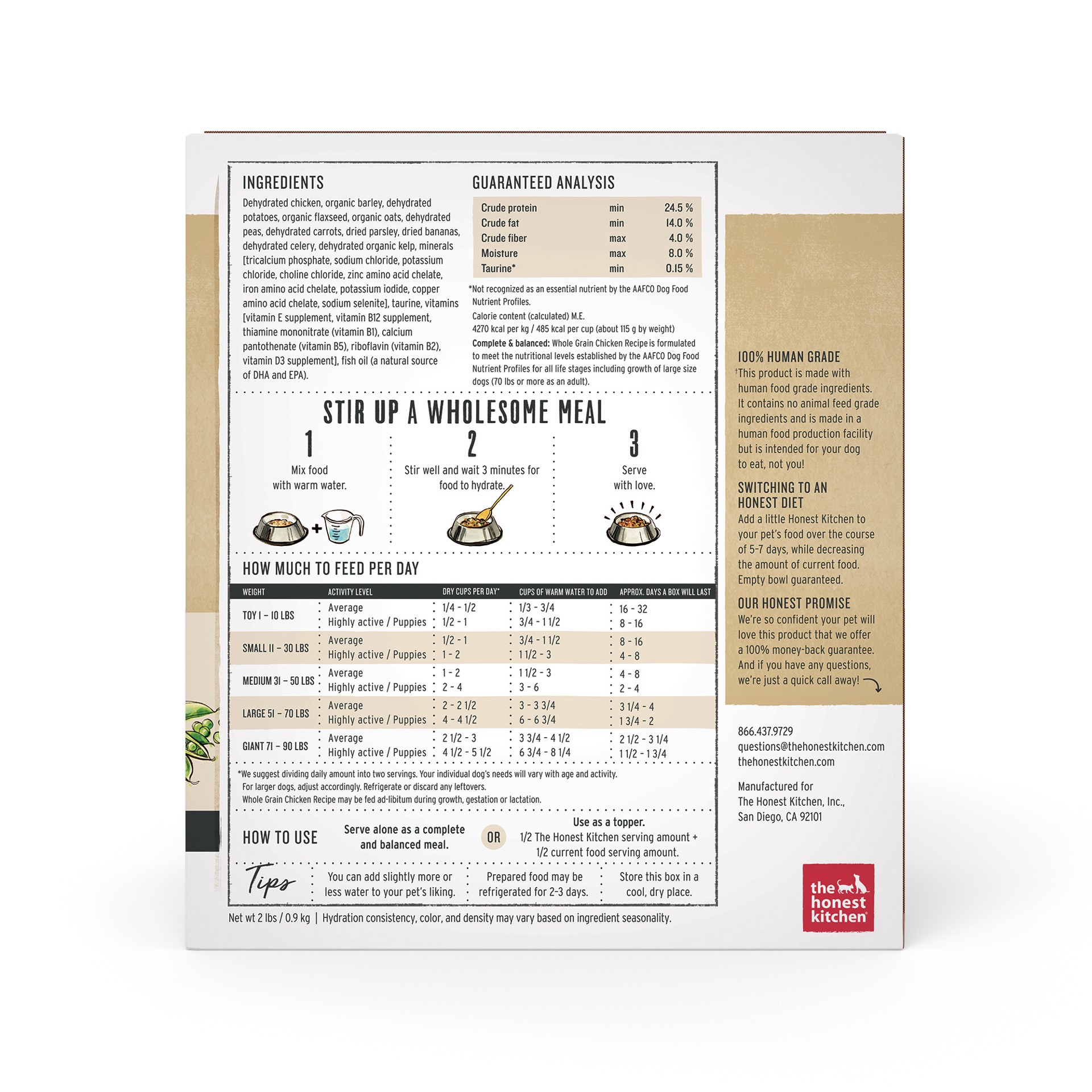 slide 4 of 9, The Honest Kitchen Dehydrated Wholemade™ Whole Grain Chicken Dog Food, 2 lb Bag, 2 lb