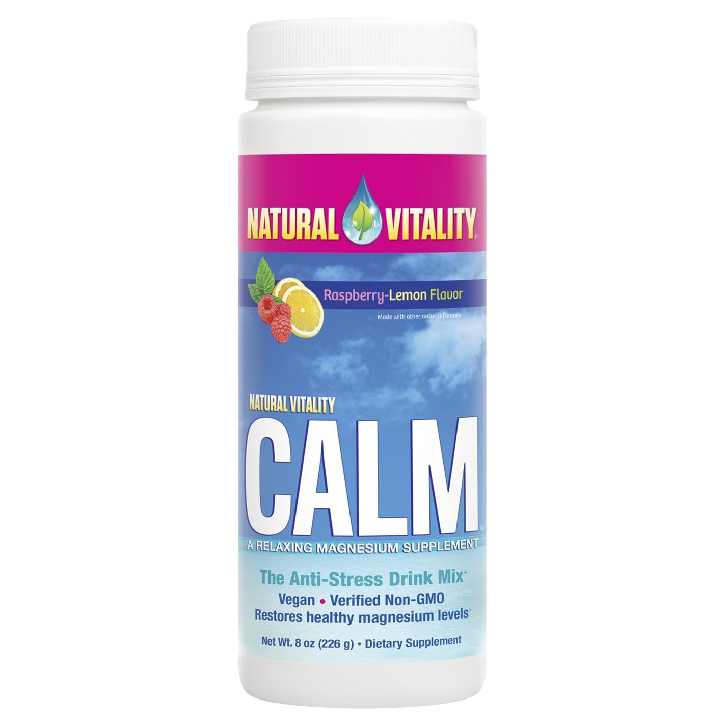 slide 1 of 1, Natural Vitality Raspberry Lemon Anti-Stress Magnesium Supplement Powder, 8 oz