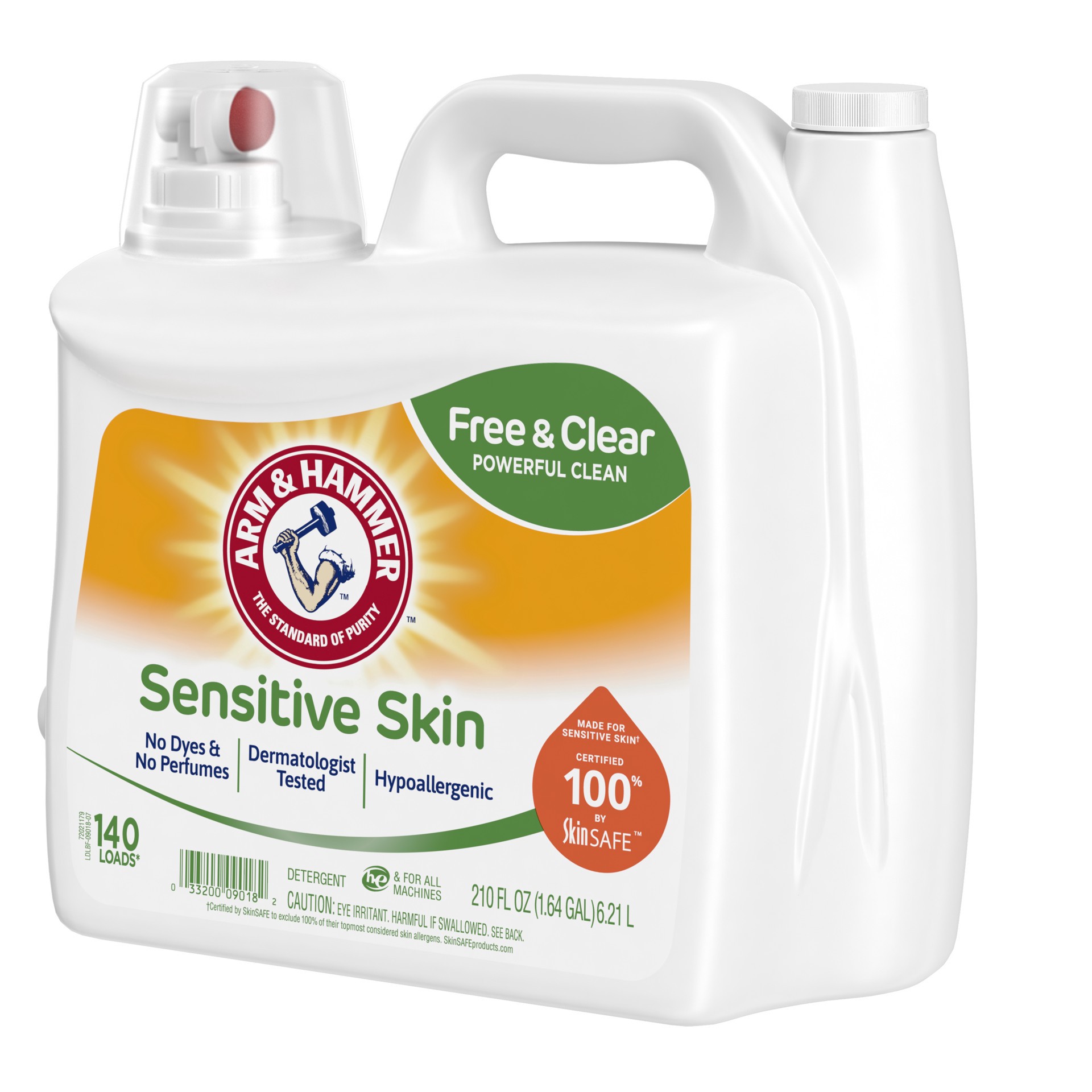 slide 5 of 5, Arm & Hammer Sensitive Skin Free & Clear, 140 Loads Liquid Laundry Detergent, 210 Fl oz, 210 fl oz