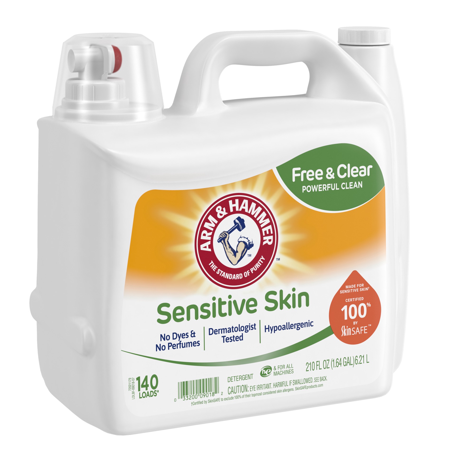 slide 3 of 5, Arm & Hammer Sensitive Skin Free & Clear, 140 Loads Liquid Laundry Detergent, 210 Fl oz, 210 fl oz