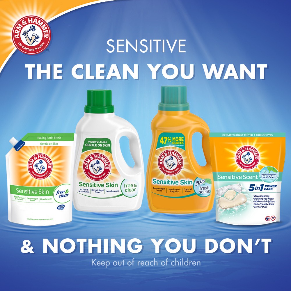 slide 2 of 5, Arm & Hammer Sensitive Skin Free & Clear, 140 Loads Liquid Laundry Detergent, 210 Fl oz, 210 fl oz