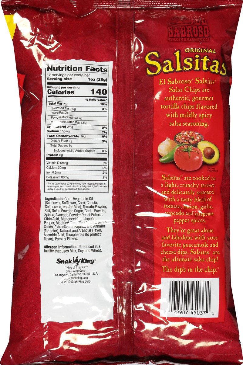 slide 5 of 12, El Sabroso Tortilla Rounds, Spicy Salsa Flavored, Original, 12 oz