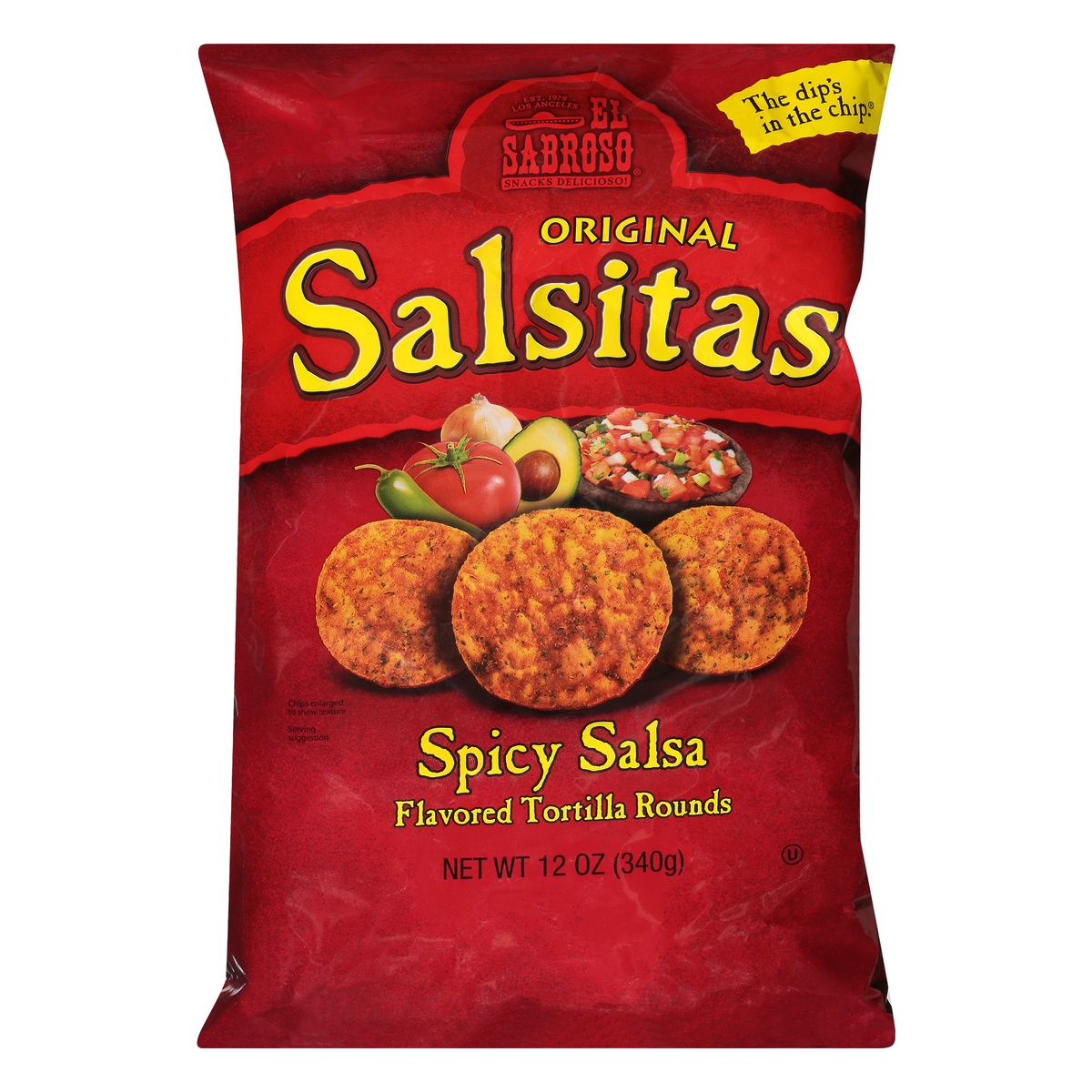 slide 1 of 1, El Sabroso Tortilla Rounds, Spicy Salsa Flavored, Original, 12 oz