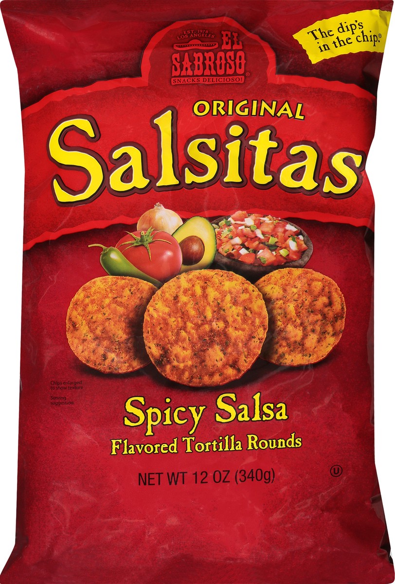 slide 1 of 12, El Sabroso Tortilla Rounds, Spicy Salsa Flavored, Original, 12 oz