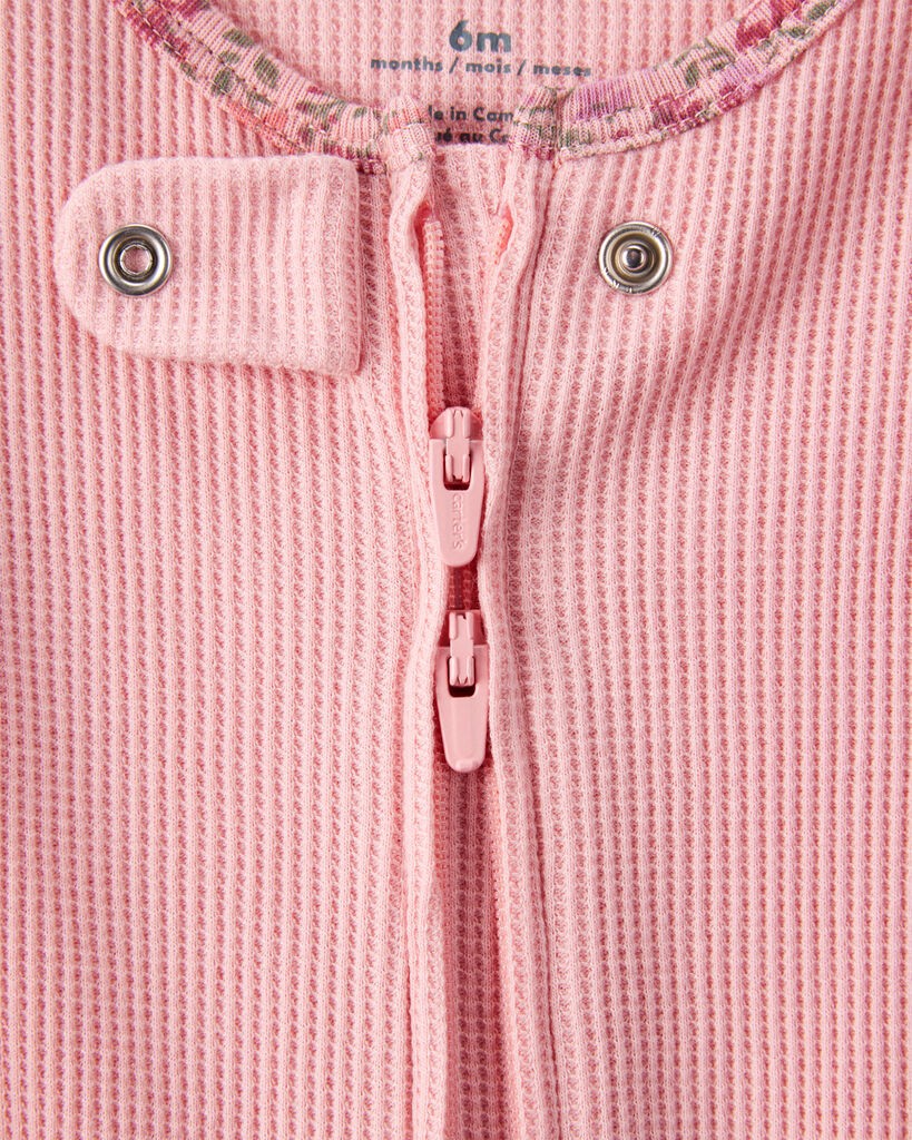 slide 3 of 4, Carter's Baby Girl Cotton Long-Sleeve 2-Way Zip Sleep & Play - Pink Pink NB, 1 ct