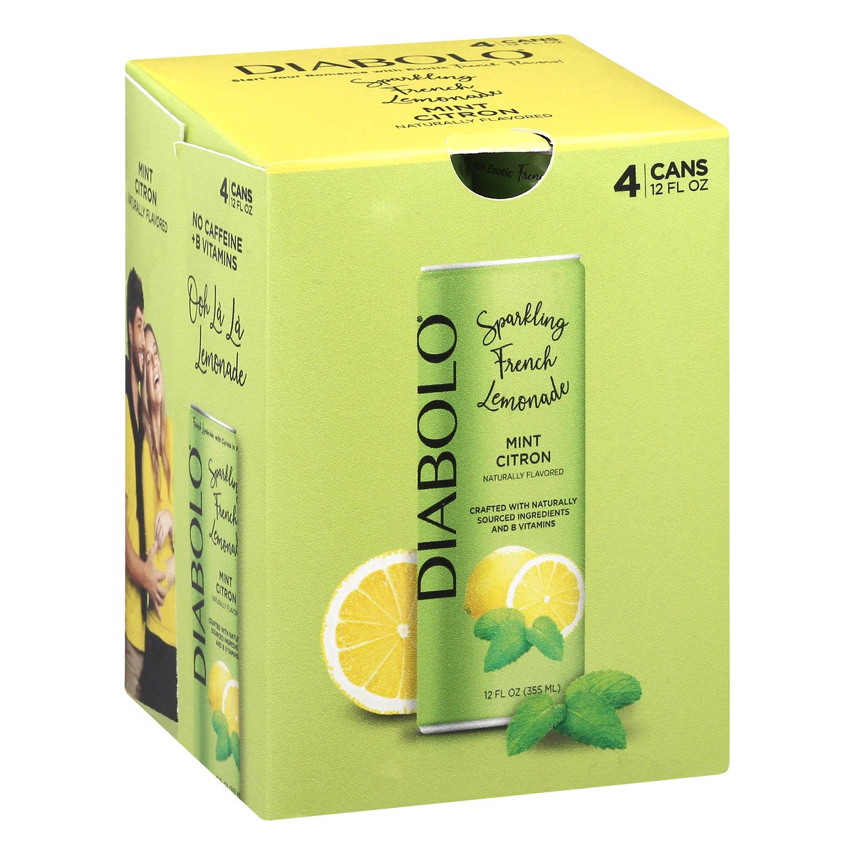 slide 2 of 9, DIABOLO Mint Citron Sparkling French Lemonade 12 oz Cans, 4 ct