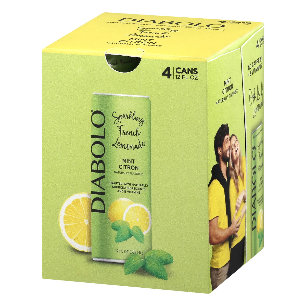 slide 3 of 9, DIABOLO Mint Citron Sparkling French Lemonade 12 oz Cans, 4 ct