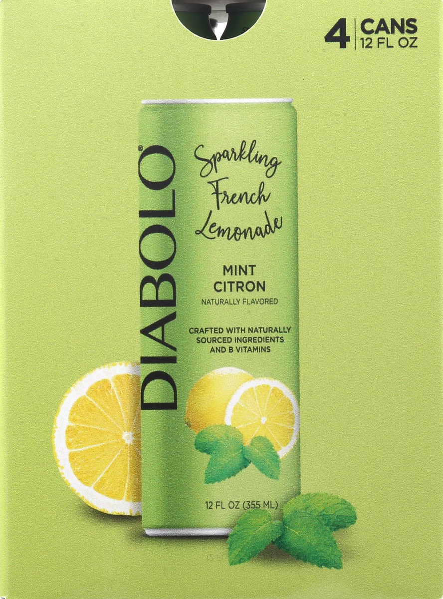 slide 5 of 9, DIABOLO Mint Citron Sparkling French Lemonade 12 oz Cans, 4 ct