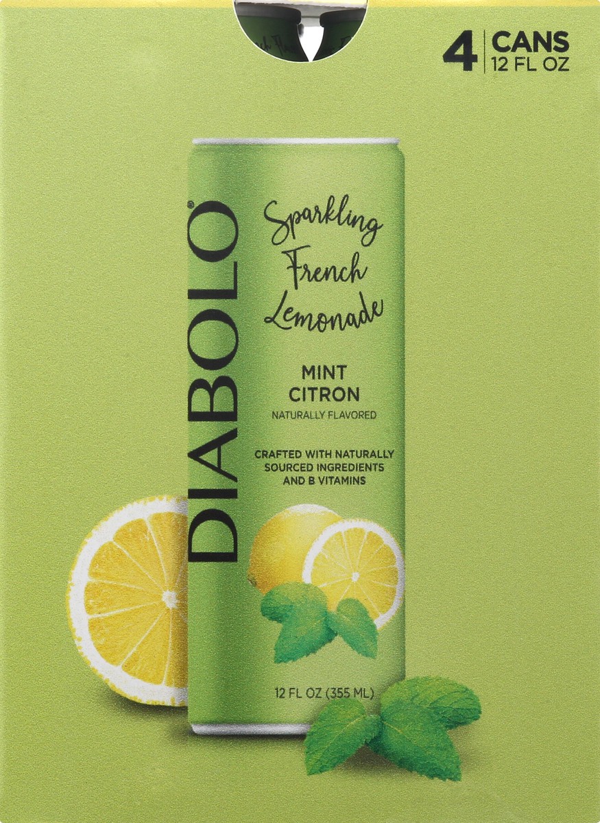 slide 6 of 9, DIABOLO Mint Citron Sparkling French Lemonade 12 oz Cans, 4 ct