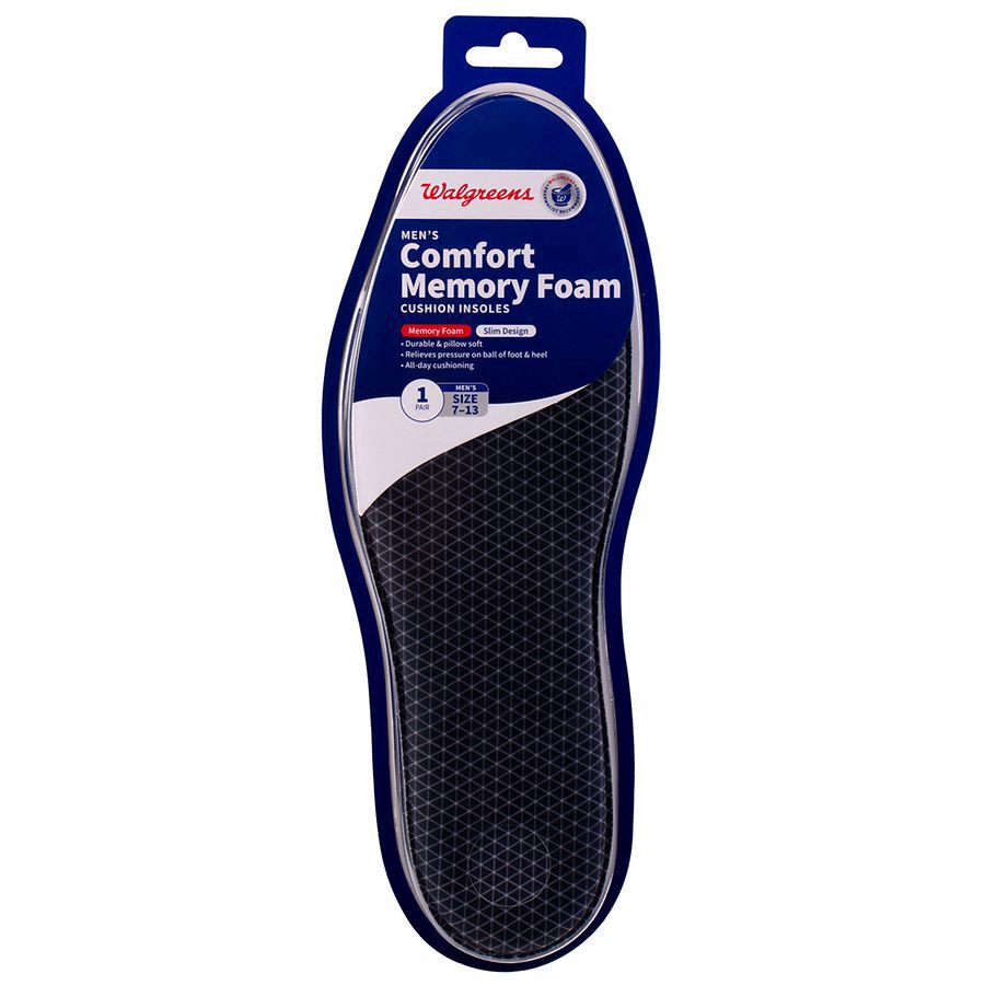 slide 1 of 2, Walgreens Men's Comfort Memory Foam Cushion Insoles, 1 pair