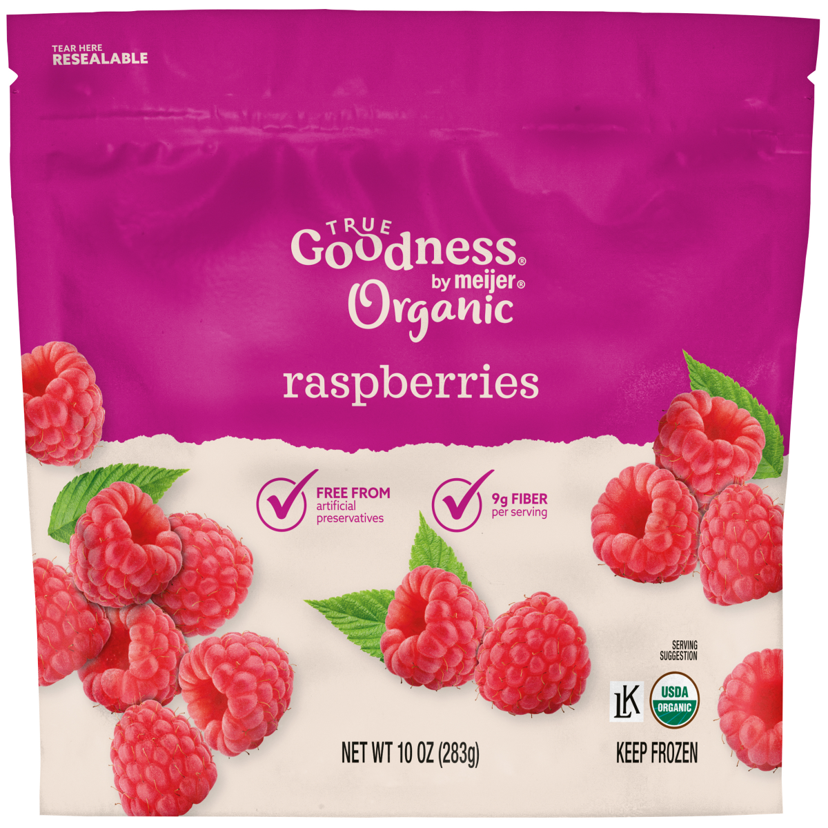 slide 1 of 9, TRUE GOODNESS ORGANIC RASPBERRIES 12 OZ, 12 oz