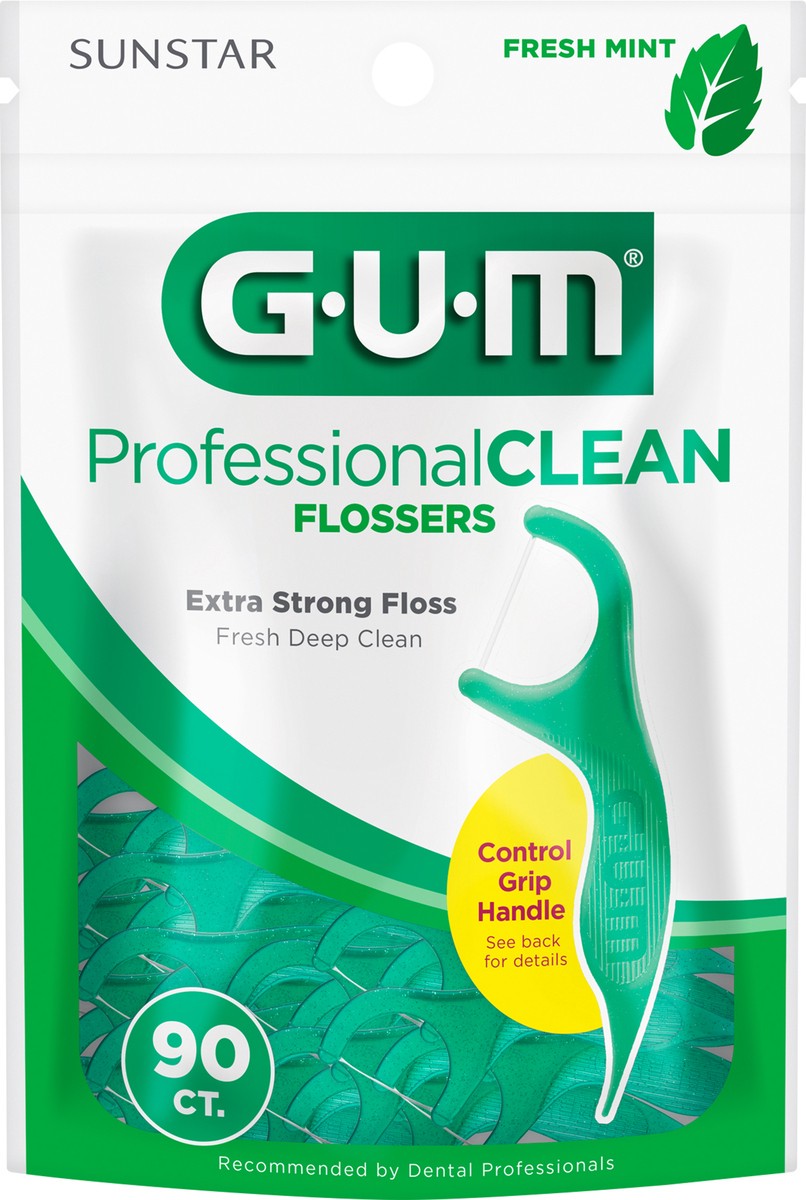 slide 1 of 1, G-U-M Professional Clean Extra Strong Fresh Mint Flossers 90 ea, 90 ct