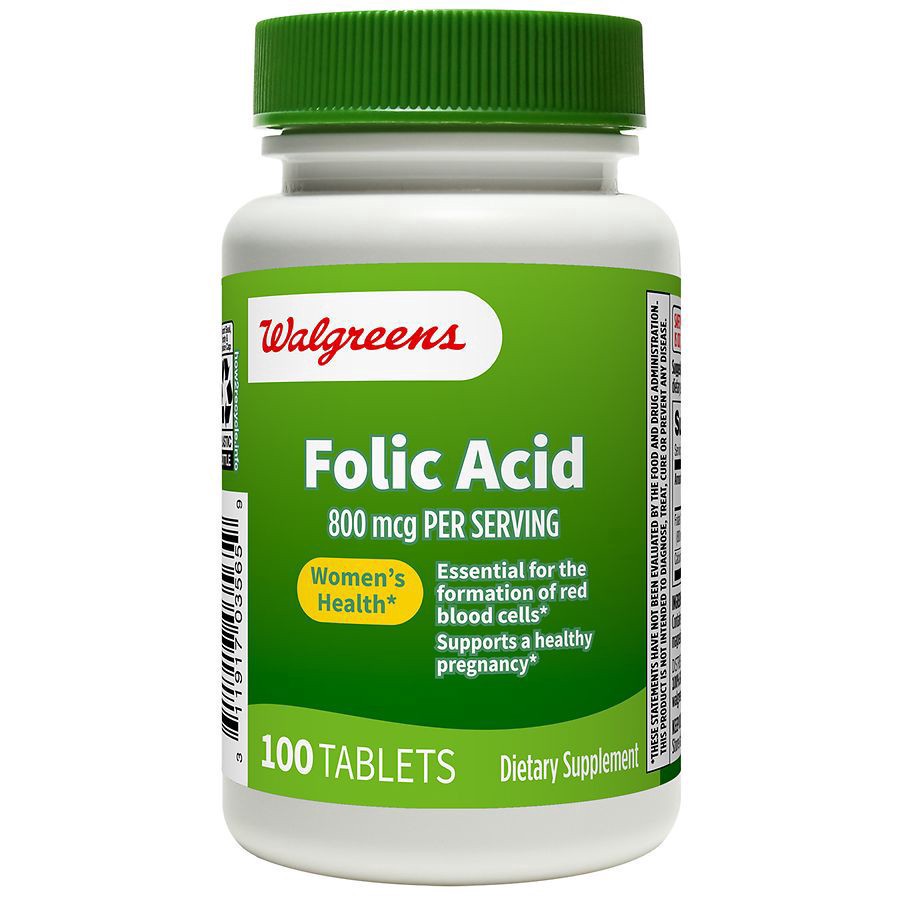 slide 1 of 4, Walgreens Folic Acid 800mcg, 100 ct