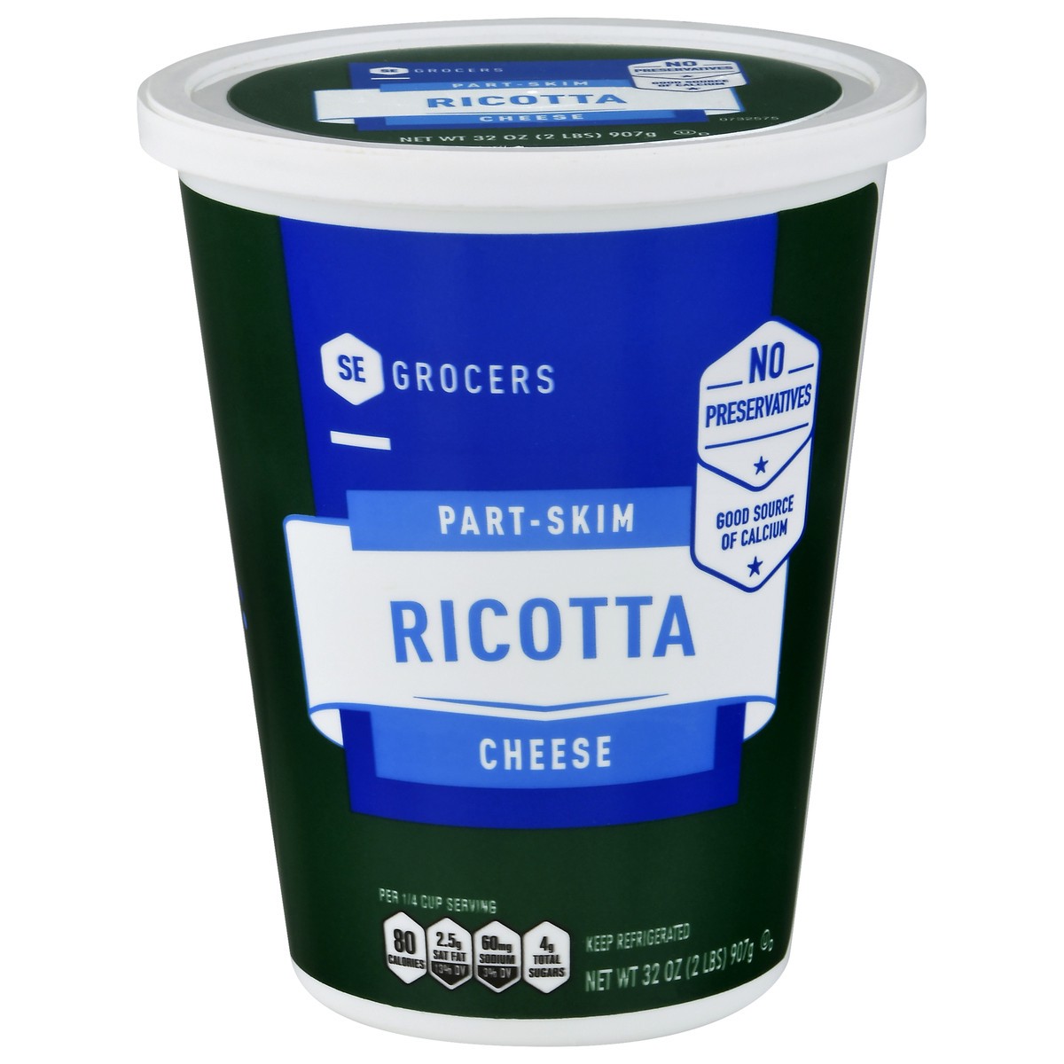 slide 1 of 1, SE Grocers Part Skim Ricotta Cheese, 32 oz