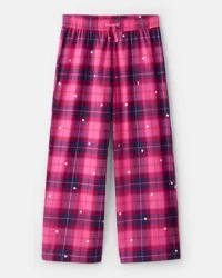 Oshkosh Girls Flannel Plaid Bottoms - Pink Pink 14