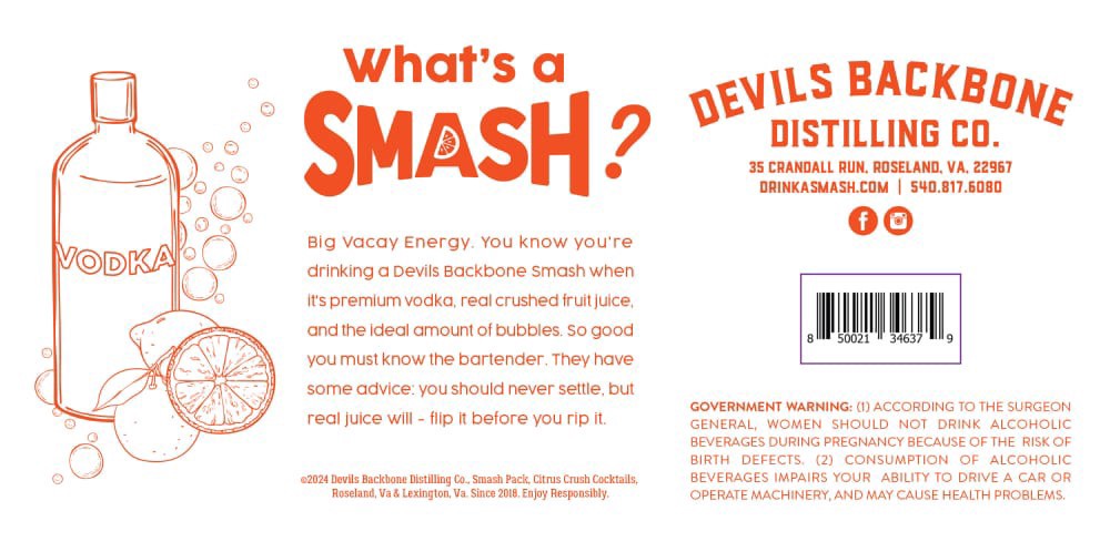 slide 2 of 6, Devils Backbone Distilling Company Citrus Smash Variety, 8 Pack Canned Cocktails, 12 fl. oz. Cans, 7.5% ABV, 96 fl oz