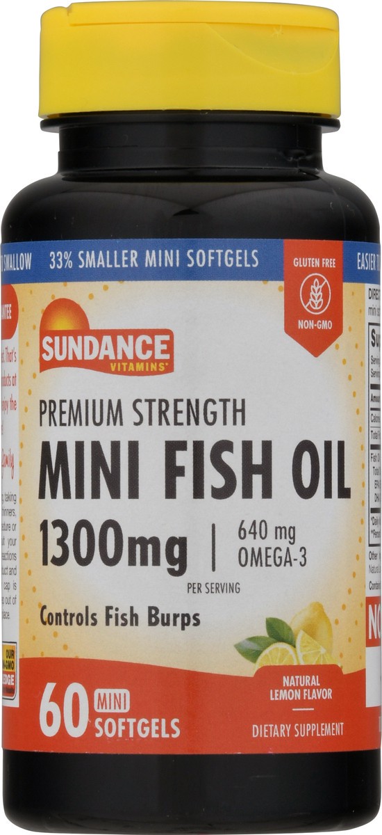 slide 11 of 12, Sundance Vitamins 1300 mg Premium Strength Natural Lemon Flavor Mini Fish Oil Softgels 60 ea, 60 ct