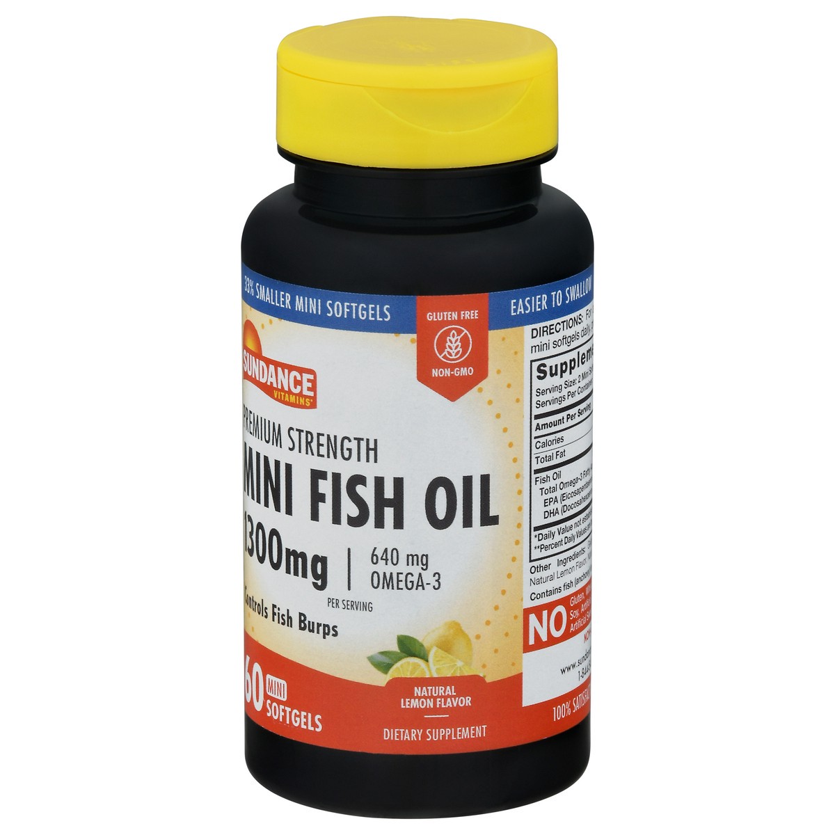 slide 7 of 12, Sundance Vitamins 1300 mg Premium Strength Natural Lemon Flavor Mini Fish Oil Softgels 60 ea, 60 ct