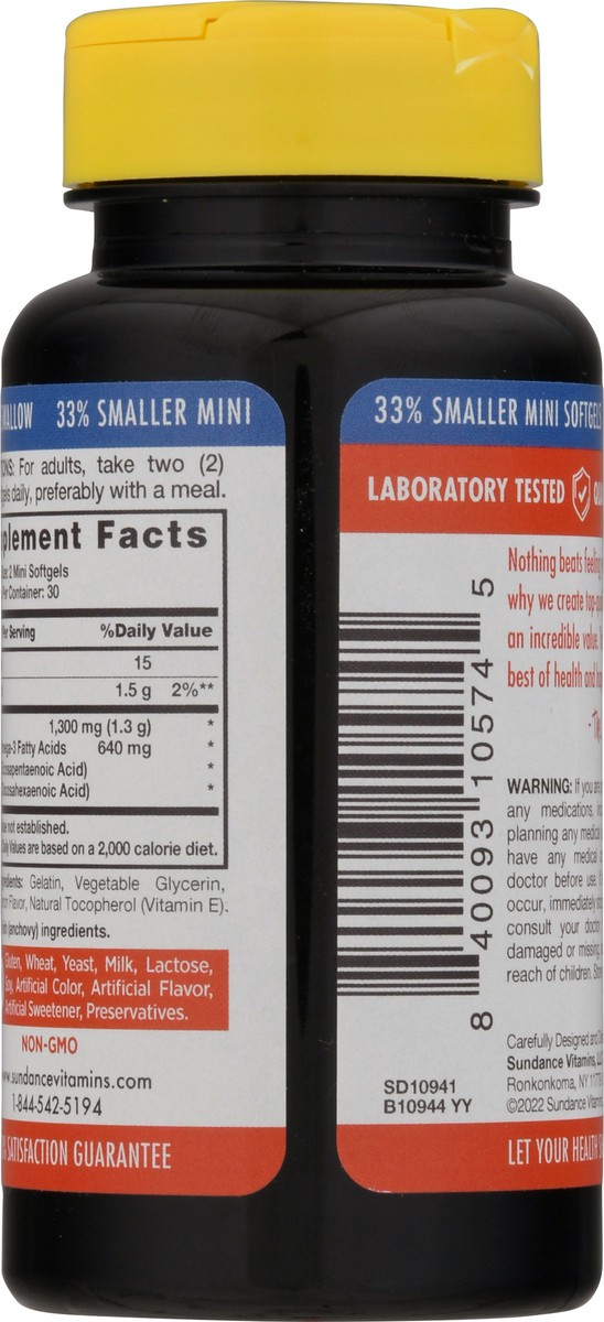 slide 8 of 12, Sundance Vitamins 1300 mg Premium Strength Natural Lemon Flavor Mini Fish Oil Softgels 60 ea, 60 ct