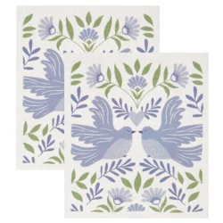 Room & Retreat Mirrored Birds 2pk Swedish Sponge Cloth, 8 In X 6.7 In