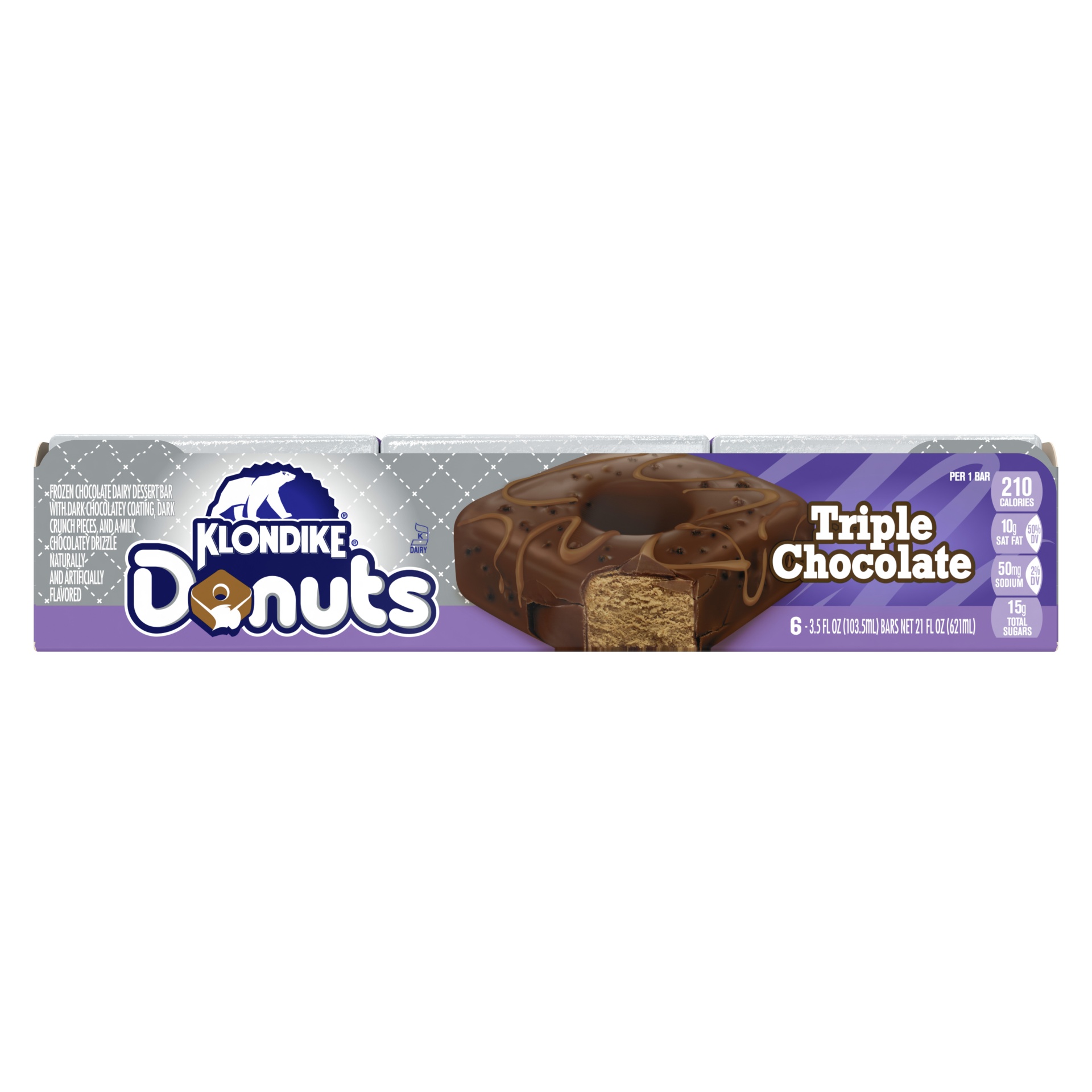 slide 1 of 1, Klondike Triple Chocolate Dairy Dessert Donut Bar, 6 ct