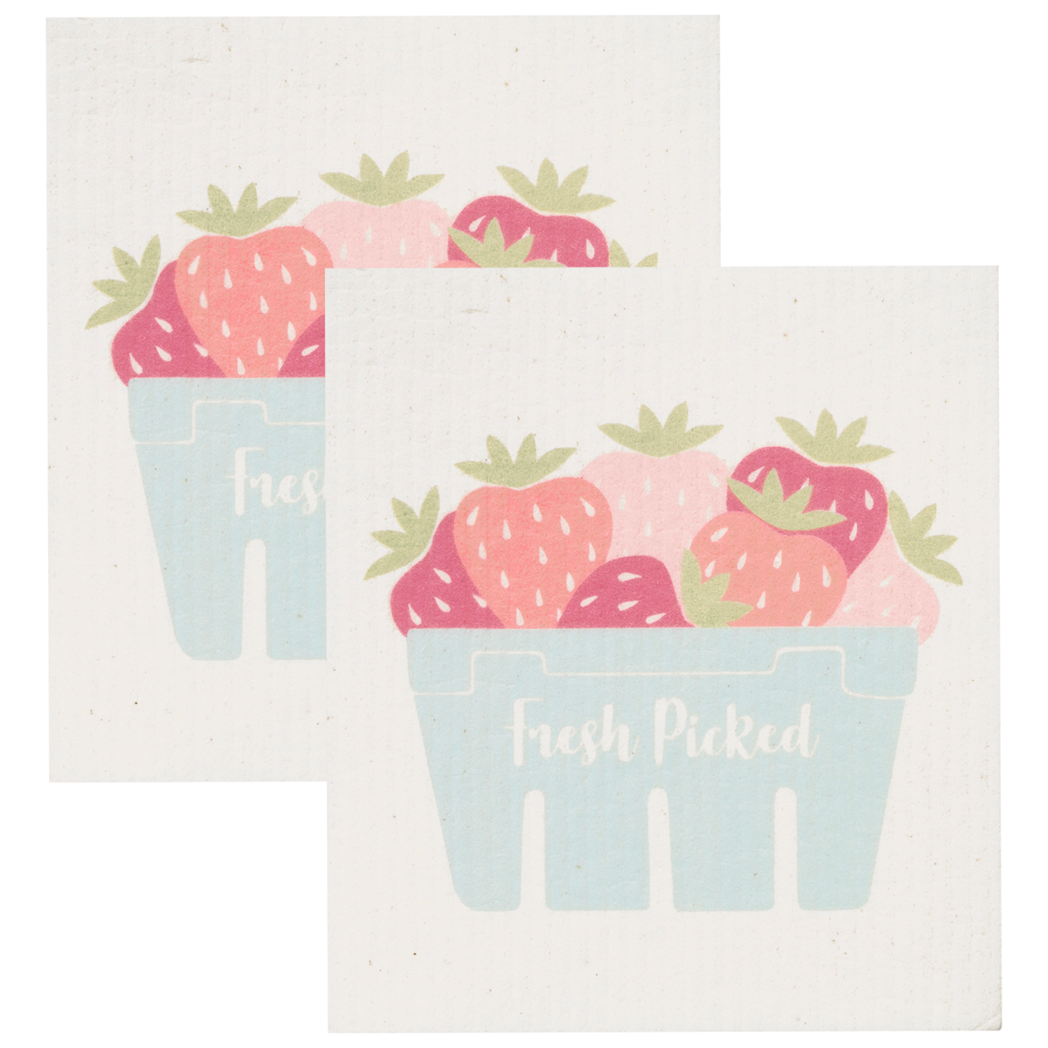 slide 1 of 2, Room & Retreat Berry Basket Aqua 2pk Swedish Sponge Cloth, 8 In X 6.7 In, 2 ct