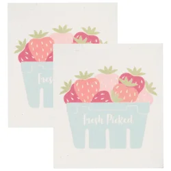 Room & Retreat Berry Basket Aqua 2pk Swedish Sponge Cloth, 8 In X 6.7 In