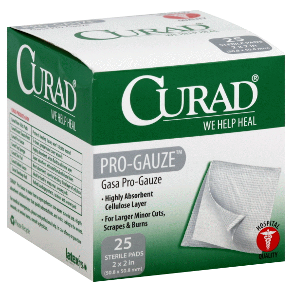 slide 1 of 1, Curad Pro-Gauze Sterile Pads - 2 X 2 In, 25 ct