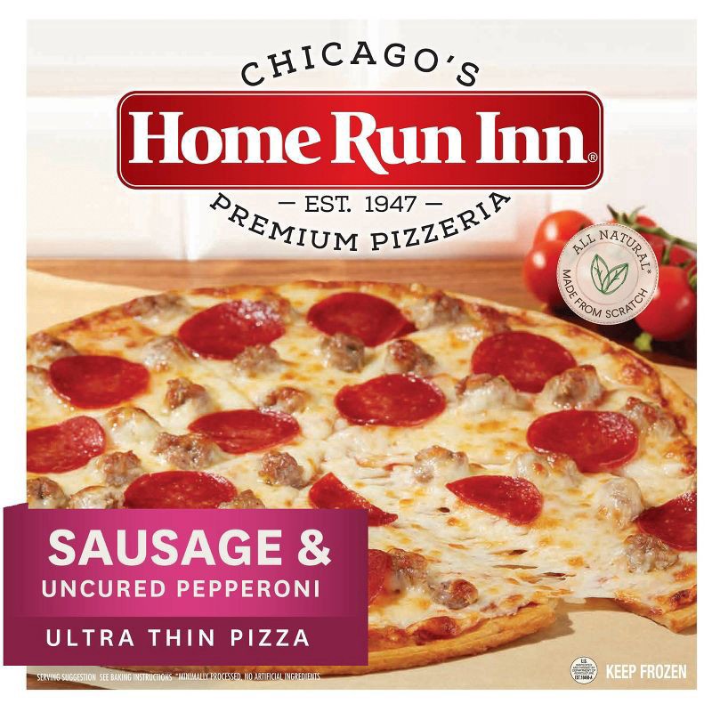 slide 1 of 9, Home Run Inn Ultra Thin Sausage & Uncured Pepperoni Pizza 21.5 oz, 19.5 oz