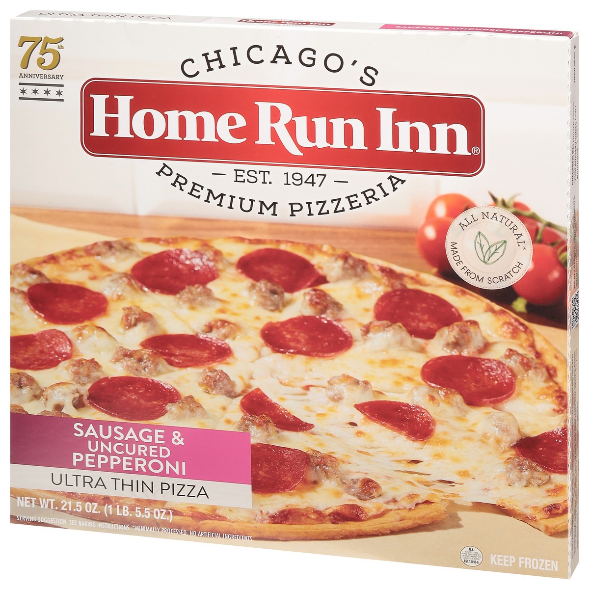 slide 7 of 9, Home Run Inn Ultra Thin Sausage & Uncured Pepperoni Pizza 21.5 oz, 19.5 oz