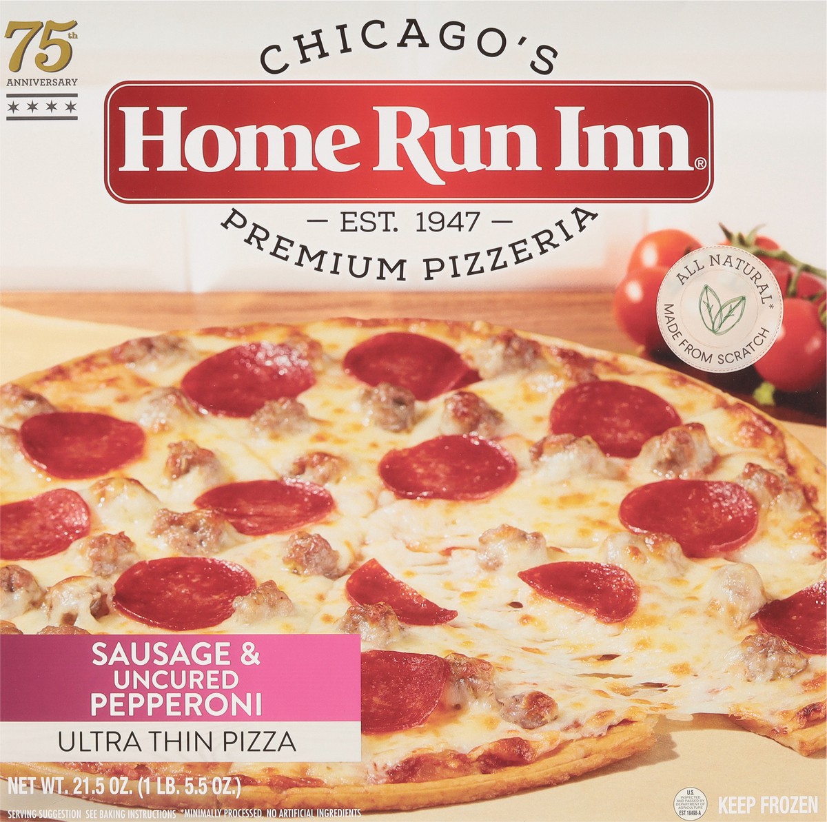 slide 6 of 9, Home Run Inn Ultra Thin Sausage & Uncured Pepperoni Pizza 21.5 oz, 19.5 oz