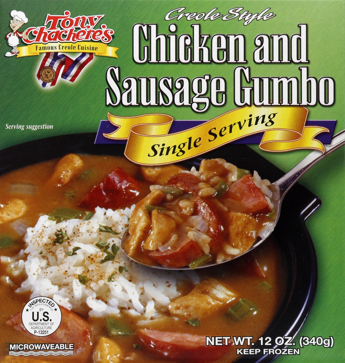 slide 2 of 5, Tony Chachere's Big Ez Chicken/Sausage Gumbo, 12 oz