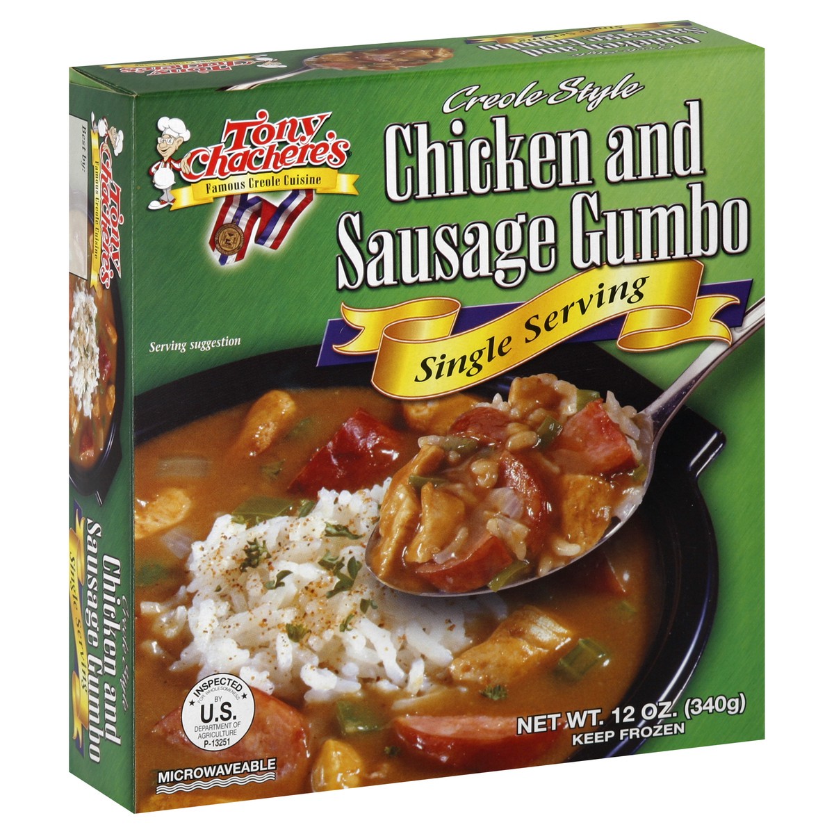 slide 3 of 5, Tony Chachere's Big Ez Chicken/Sausage Gumbo, 12 oz