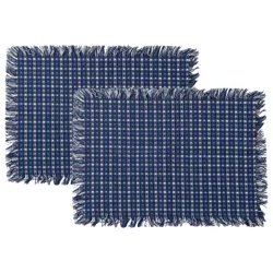 Room & Retreat Farmstead Cloth Blue & White 2pk Woven Placemat, 13 In X 19 In