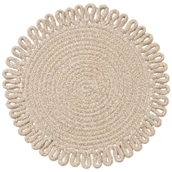 Room & Retreat Natrual Braided Round Loop Border Placemat, 15 In
