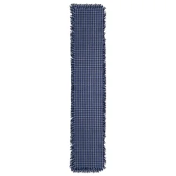 Room & Retreat Farmstead Cloth Blue & White Runner With Fringe, 14 In X 72 In