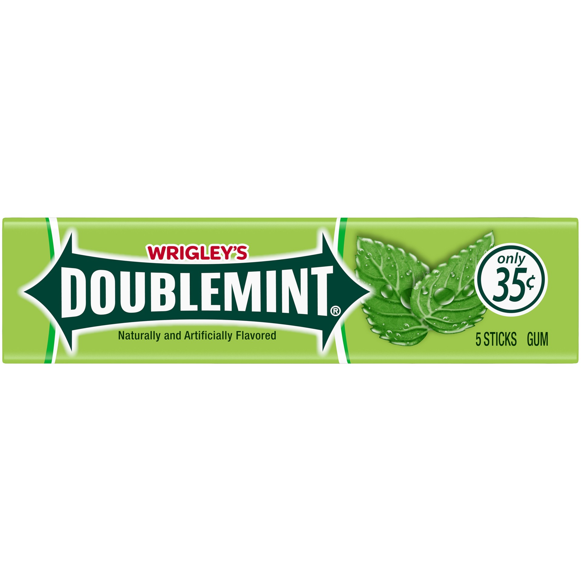 slide 1 of 4, Doublemint WRIGLEY'S DOUBLEMINT Mint Gum Chewing Gum, Single Pack, 5 Stick Pack, 5 pc